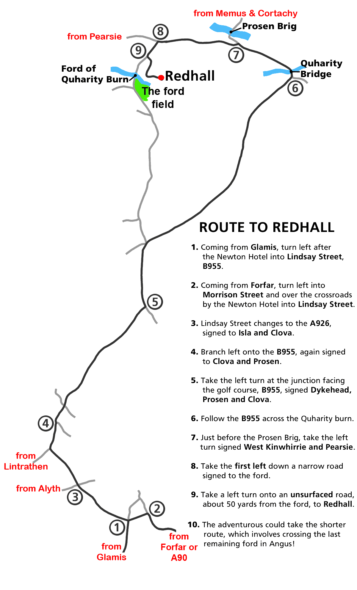 Route to Redhall map